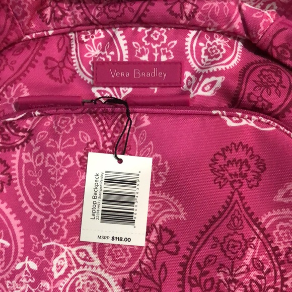 NWT!! Vera Bradley Laptop Backpack in Stamped Paisley - Picture 2 of 2